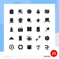 Group of 25 Modern Solid Glyphs Set for web coding security food easter Editable Vector Design Elements