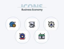 paquete de iconos lleno de línea económica 5 diseño de iconos. economía. pastel. economía. Finanzas. diamante vector