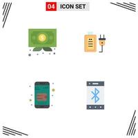 Flat Icon Pack of 4 Universal Symbols of business online wallet award plug bluetooth Editable Vector Design Elements