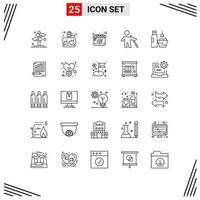 Group of 25 Modern Lines Set for cosmetology stick celebrate people blind Editable Vector Design Elements