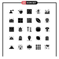 Universal Icon Symbols Group of 25 Modern Solid Glyphs of jobless statistics bonfire shopping chart Editable Vector Design Elements