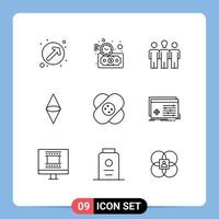 9 User Interface Outline Pack of modern Signs and Symbols of hospital money coach cryptocurrency ethereum Editable Vector Design Elements