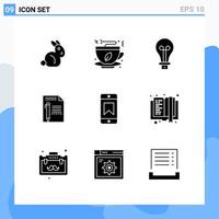 Set of 9 Modern UI Icons Symbols Signs for achievements pencil creative paper edit Editable Vector Design Elements