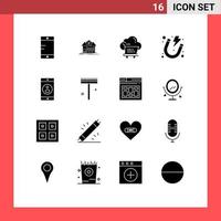 Modern Set of 16 Solid Glyphs and symbols such as mobile magnet cloud power electricity Editable Vector Design Elements