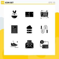 Set of 9 Modern UI Icons Symbols Signs for storage cloud game big hands Editable Vector Design Elements