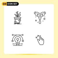 Pack of 4 creative Filledline Flat Colors of dollar bulb profit food solution Editable Vector Design Elements