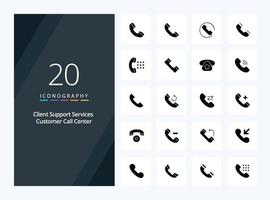 20 Call Solid Glyph icon for presentation vector