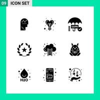 User Interface Pack of 9 Basic Solid Glyphs of business stare heart feature secure Editable Vector Design Elements
