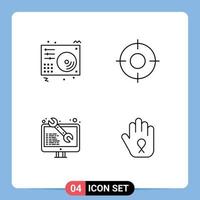 User Interface Pack of 4 Basic Filledline Flat Colors of disc ux player essential software Editable Vector Design Elements