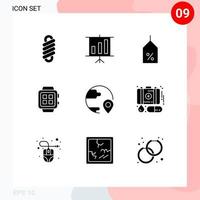 Stock Vector Icon Pack of 9 Line Signs and Symbols for global delivery off watch smart Editable Vector Design Elements