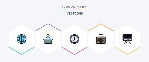 Vacations 25 FilledLine icon pack including . conditioner. timer. air. ic vector