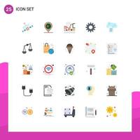 25 Universal Flat Color Signs Symbols of file storage cloud reporting accident setting cogs Editable Vector Design Elements