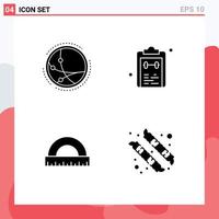Solid Glyph Pack of 4 Universal Symbols of worldwide task internet list construction Editable Vector Design Elements