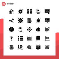 Pack of 25 creative Solid Glyphs of like favorite party black office draw Editable Vector Design Elements