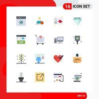 16 Flat Color concept for Websites Mobile and Apps internet access controller wedding diamond Editable Pack of Creative Vector Design Elements