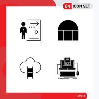 Universal Icon Symbols Group of 4 Modern Solid Glyphs of door career job historical building game Editable Vector Design Elements
