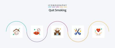 Quit Smoking Flat 5 Icon Pack Including lifestyle. not allowed. tobacco smoking. cigarette. banned vector