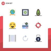 Modern Set of 9 Flat Colors and symbols such as card atm card food scary horror Editable Vector Design Elements