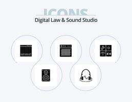 ley digital y estudio de sonido glifo icono paquete 5 diseño de iconos. multimedia. audio. manos libres. amplificador. hardware vector