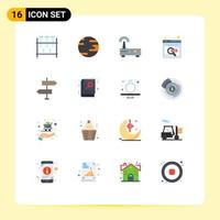 Modern Set of 16 Flat Colors Pictograph of arrows online job device search find Editable Pack of Creative Vector Design Elements