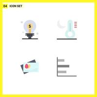 4 Thematic Vector Flat Icons and Editable Symbols of bulb passport investing moon easter Editable Vector Design Elements