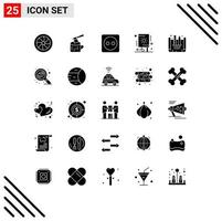 Set of 25 Modern UI Icons Symbols Signs for creating blueprint party plug board fireworks celebration Editable Vector Design Elements