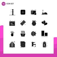 Group of 16 Modern Solid Glyphs Set for programming coding crop tools construction Editable Vector Design Elements