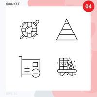 paquete de línea de vector editable de 4 colores planos de línea rellena simple de dispositivos de ayuda estructura de seguridad elementos de diseño de vector editable pci