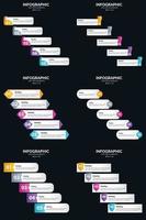 Vector 6 Infographics Pack Presentation slide template 5 Steps cycle diagrams and timelines