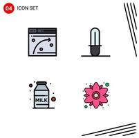 Set of 4 Modern UI Icons Symbols Signs for web milk hosting weapon floral Editable Vector Design Elements