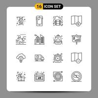 16 User Interface Outline Pack of modern Signs and Symbols of cars accident cloud search explore Editable Vector Design Elements