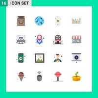 User Interface Pack of 16 Basic Flat Colors of settings computer market down line Editable Pack of Creative Vector Design Elements