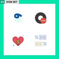 Editable Vector Line Pack of 4 Simple Flat Icons of astrology environment greece disc love Editable Vector Design Elements