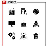 User Interface Pack of 9 Basic Solid Glyphs of bundle pc sport imac monitor Editable Vector Design Elements