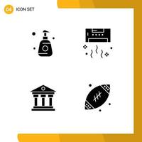 Group of 4 Solid Glyphs Signs and Symbols for bottle bank sprayer cool money Editable Vector Design Elements