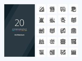 20 icono de esquema de arquitectura para presentación vector