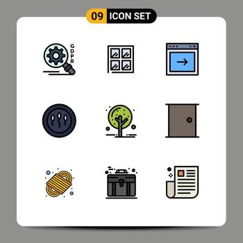 Set of 9 Modern UI Icons Symbols Signs for tree nature right autumn medicine Editable Vector Design Elements