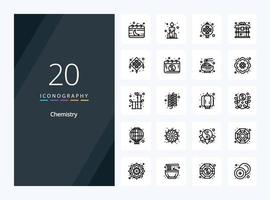 20 Chemistry Outline icon for presentation vector
