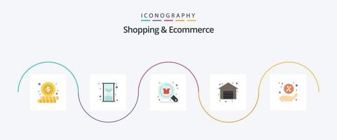 Shopping and Ecommerce Flat 5 Icon Pack Including shopping. discount. discount. sale. shop vector