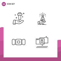 Mobile Interface Line Set of 4 Pictograms of hand capital cross bag investment Editable Vector Design Elements