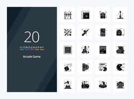 20 icono de glifo sólido arcade para presentación vector