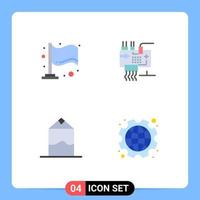 Group of 4 Modern Flat Icons Set for finish milk assemble engineering international Editable Vector Design Elements