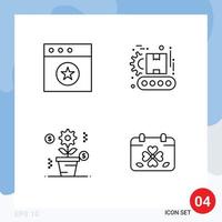 Line Pack of 4 Universal Symbols of app education conveyor product calendar Editable Vector Design Elements