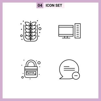 Modern Set of 4 Filledline Flat Colors Pictograph of autumn domain nature desktop internet Editable Vector Design Elements