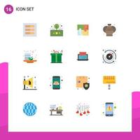 Mobile Interface Flat Color Set of 16 Pictograms of arts pottery return solve play Editable Pack of Creative Vector Design Elements