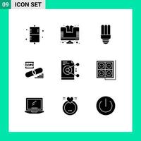 9 iconos creativos signos y símbolos modernos de archivo seguro camiseta bloqueo clip elementos de diseño vectorial editables vector