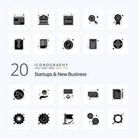 20 Startups And New Business Solid Glyph icon Pack like content money currency cash payment vector