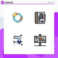 Set of 4 Modern UI Icons Symbols Signs for graph reload chart report easter Editable Vector Design Elements