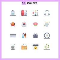 16 User Interface Flat Color Pack of modern Signs and Symbols of teapot studio talent monitor headphone Editable Pack of Creative Vector Design Elements