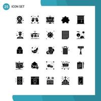 Mobile Interface Solid Glyph Set of 25 Pictograms of interior curtain bag plugin add on Editable Vector Design Elements